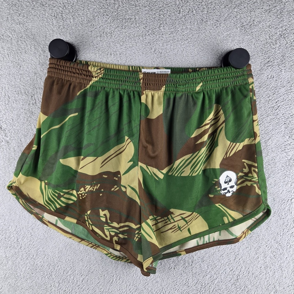 Zero Foxtrot ZF Silkies Green White Skull Running Athletic Shorts Mens S